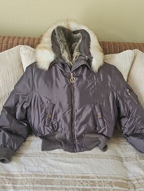 Baby Phat  Olive Green Bomber Jacket with Faux Fur Trim